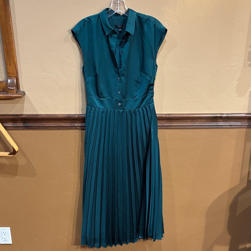 J. Crew Teal Button-Up Midi Dress